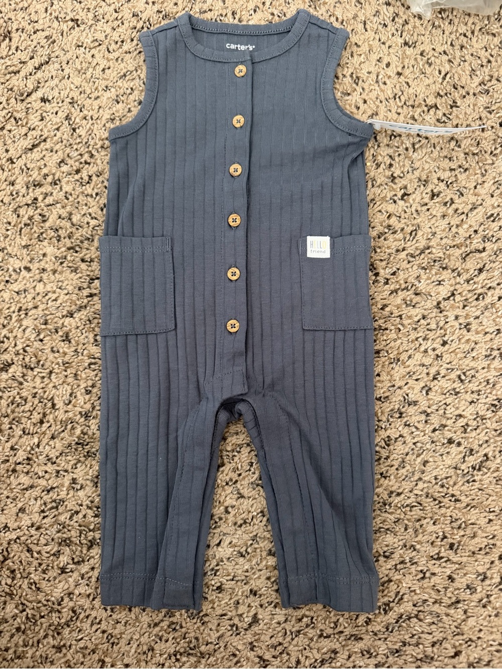Carter's Ribbed Button-Front Sleeper - Charcoal Gray